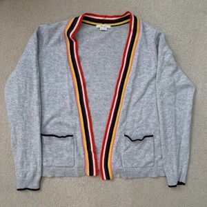 Boden Gray Cardigan with Multicolor Trim